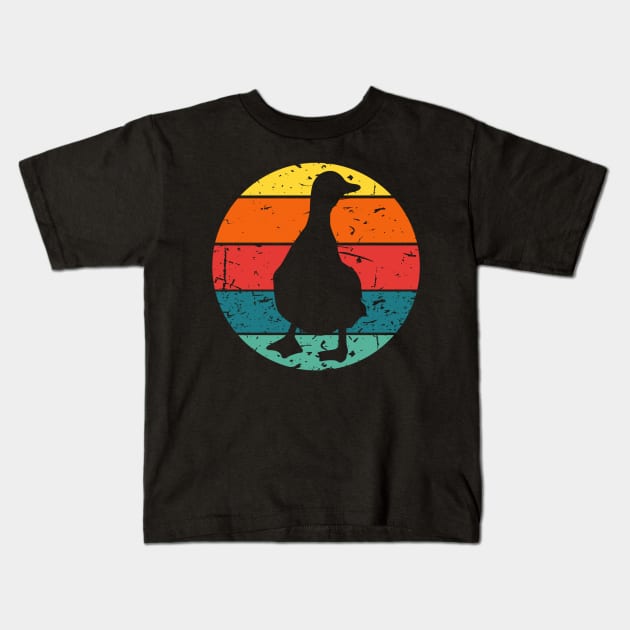 Retro Vintage Sunset Duck Lover Owner Kids T-Shirt by Little Duck Designs